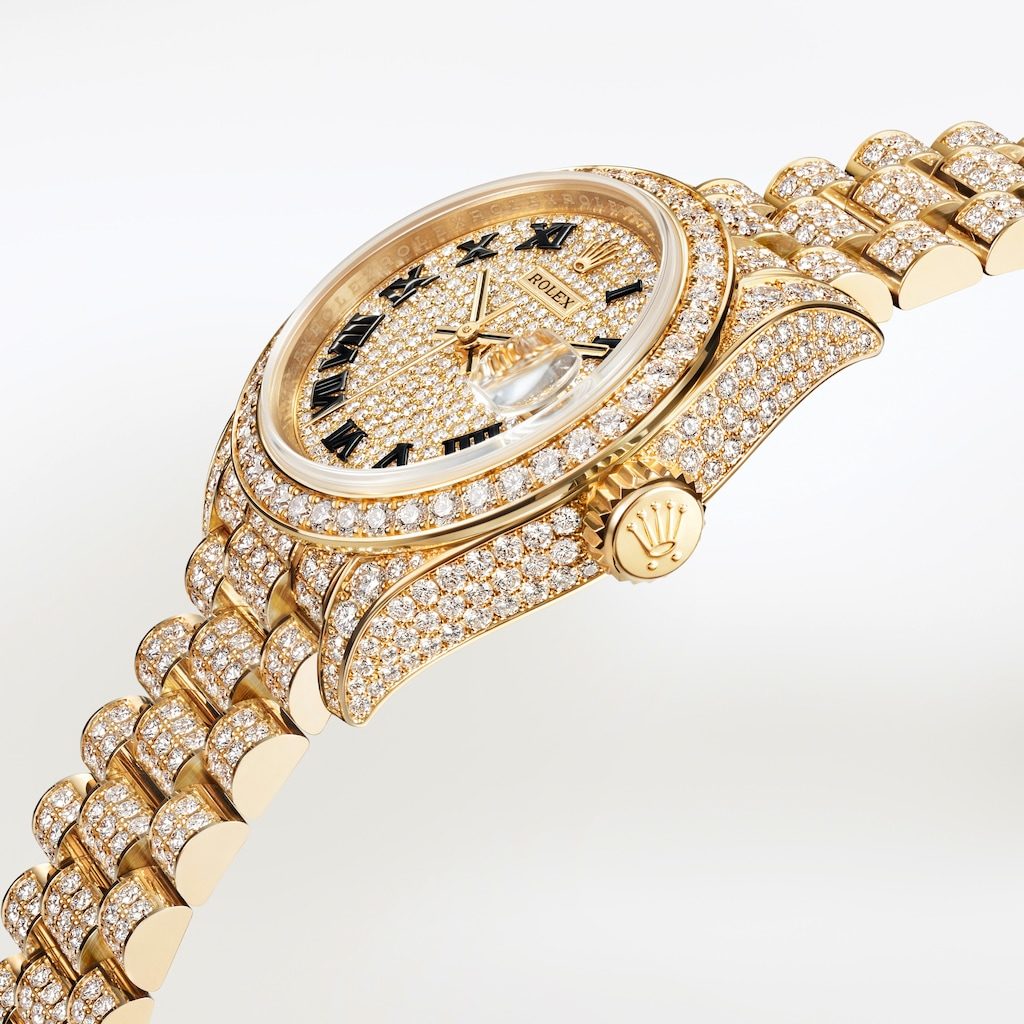 Oyster Perpetual Lady-Datejust, 28 mm, ouro amarelo 18 quilates